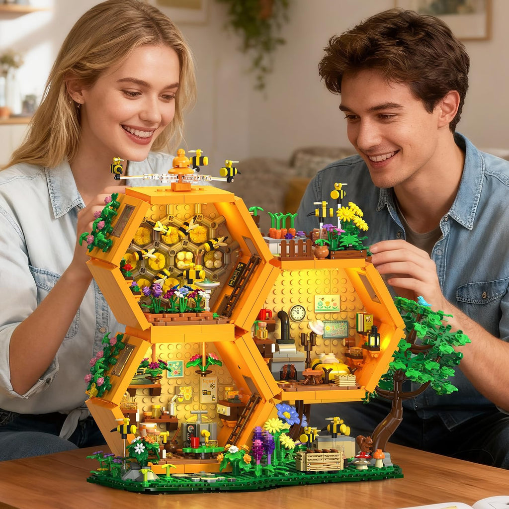 Beehive Building Set 1773 Pieces Treehouse Decorative Model with Flowers Animals & Botanical Motifs – Creative Building Blocks Gift for Adults Boys & Girls