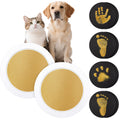Round Pet Paw Print Kit 2 Boxes 4 Prints - Non-Contact Dog and Cat Paw Print Keepsake Set, 4.33 Inch Personalized Paw Print Souvenir, Pet Owner Keepsake Craft Kit, Gold and Black