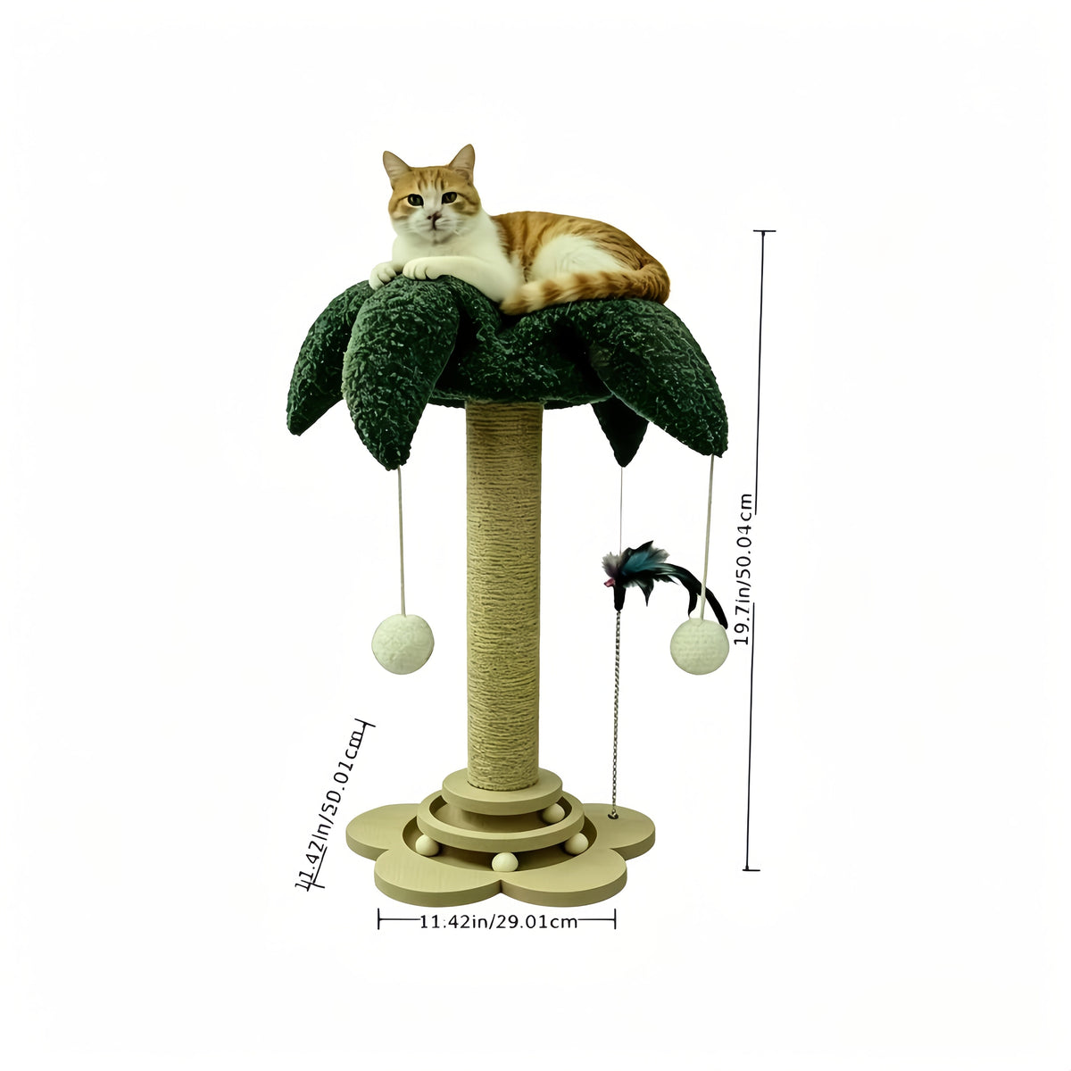 Sisal Cat Scratching Pole Set with Clown Hat Vertical Scratch Plate & Cat Climbing Frame - Wear-Resistant Cat Scratcher Toy with Teasing Stick for Indoor Cats Kittens Millet Shape Turtle Shape