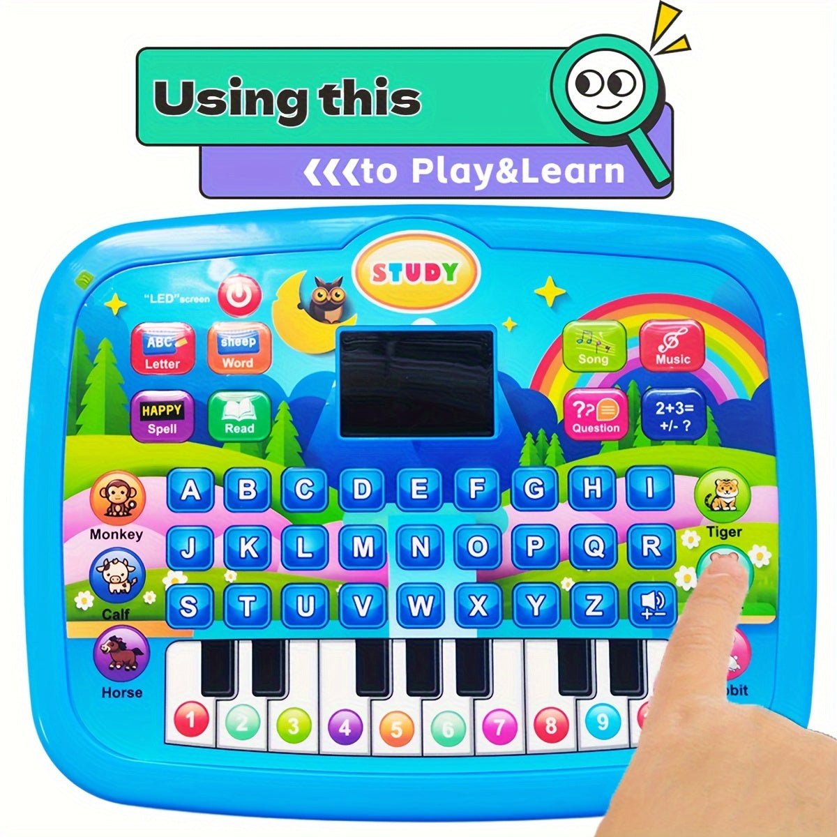 Multifunctional Educational Learning Machine for Toddlers, English Alphabet Numbers Music Animal Sounds Piano Keys Early Learning Toy, Interactive Bilingual Teaching Tablet for Kids Age 1-5, Best Birthday Gift