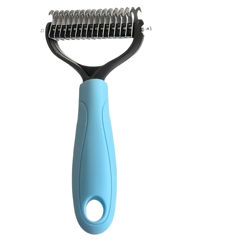2-Pack Stainless Steel Pet Dematting Comb – Double-Sided Pin Grooming Tool for Cats & Dogs, High-Efficiency Detangler Brush Removes Knots, Tangles & Loose Hair