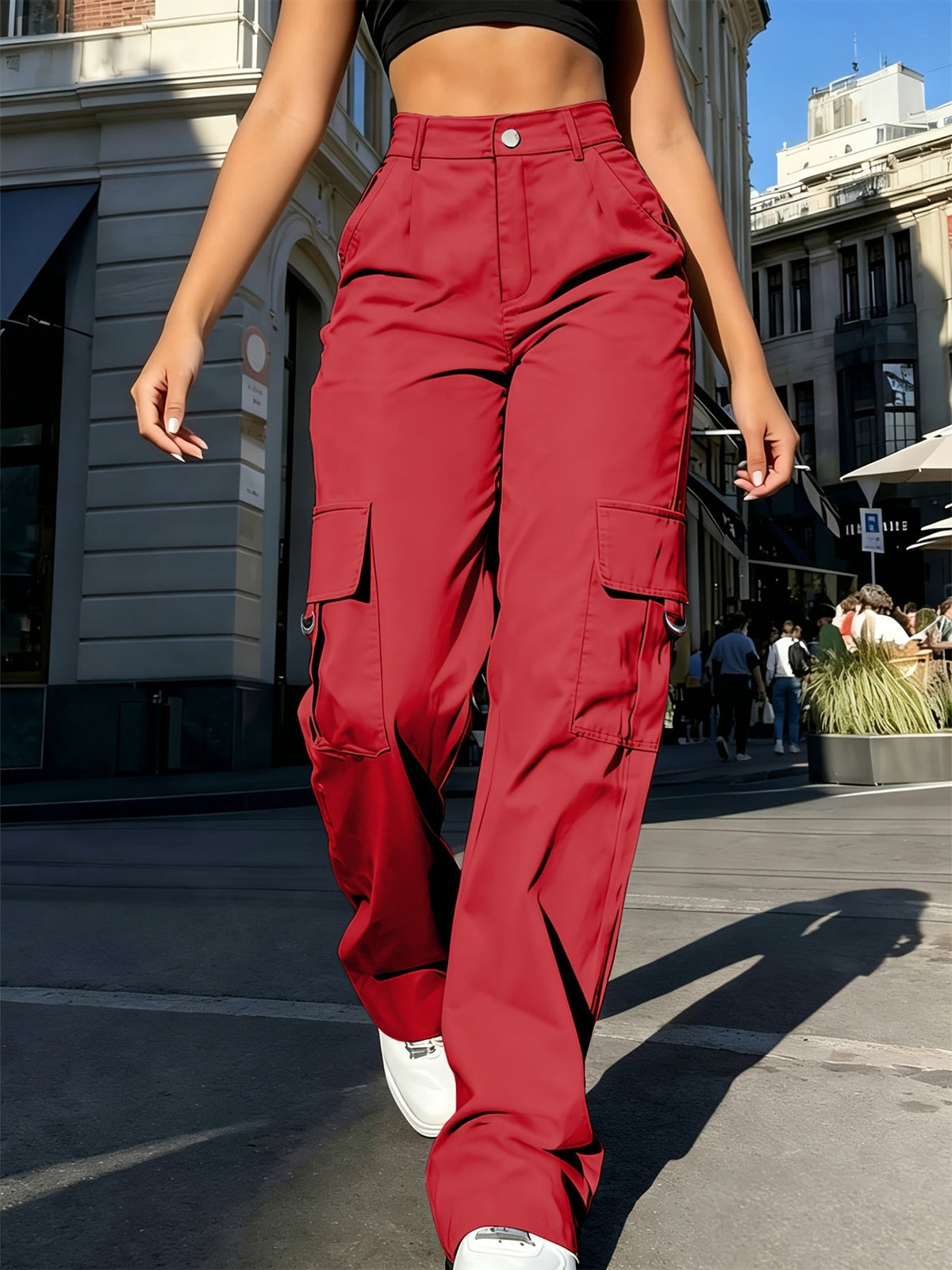 Women's High-Waist Cargo Jogger Pants Quick-Dry Lightweight Drawstring Waist Multi-Pocket Casual Wide-Leg Trousers for Women XS-XXL 7 Colors
