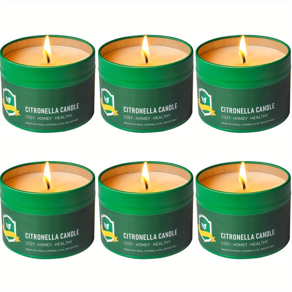 Citronella Candles Outdoor 6-Pack 4.4oz Each 150-Hour Burn Natural Mosquito Repellent for Patio Camping BBQ Garden Yard Party Deck Lanai Home Decor Gift