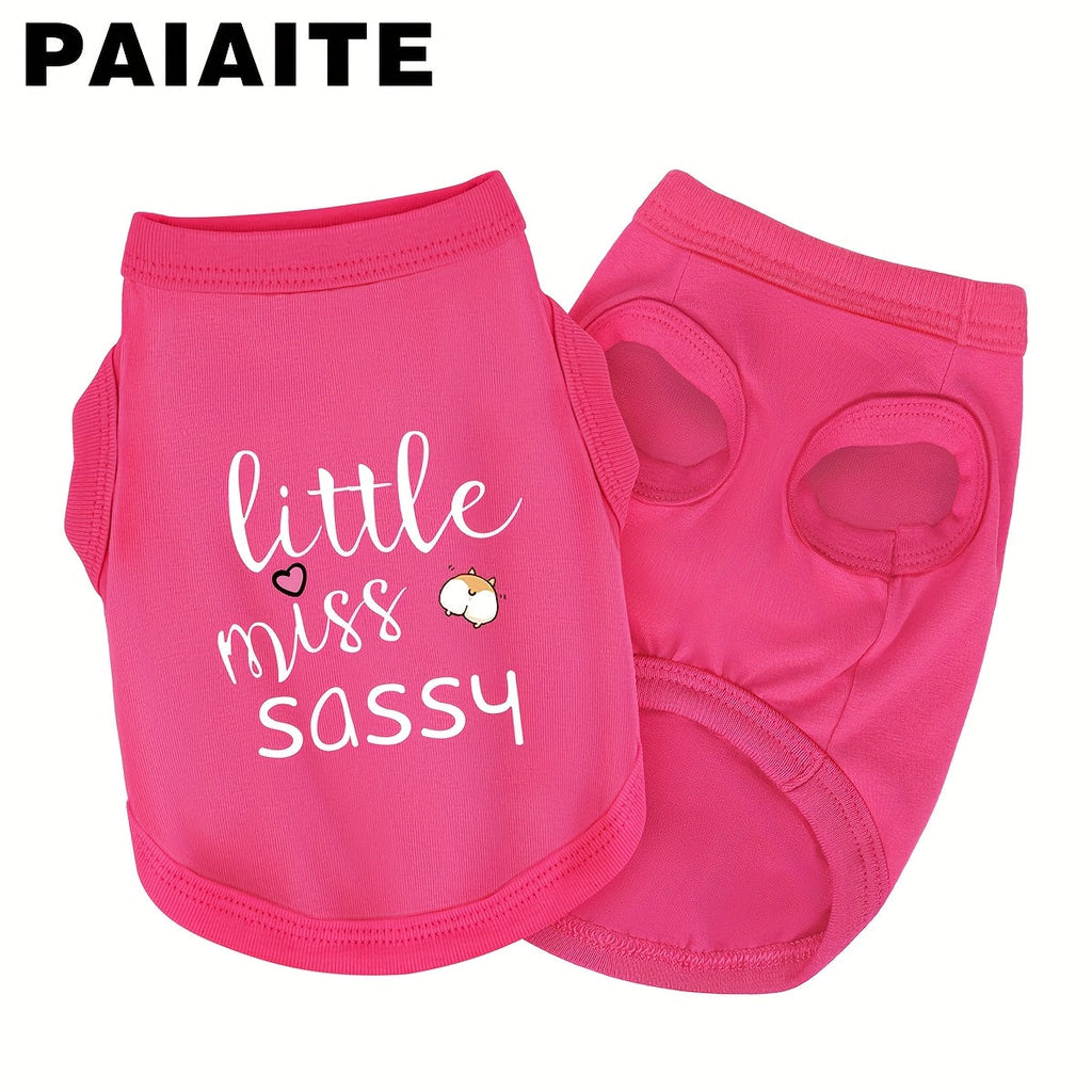 Pink Summer Dog Vest Sleeveless - Cute Heart & Cat Print Breathable Knit Pet T-Shirt for Small Dogs and Puppies, Comfortable Lightweight Small Dog Clothes for Warm Weather