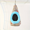 Egg-Shaped Hanging Bird Nest - Warm Enclosed Parrot Nest for Bird Cage for Cockatiels Lovebirds Parakeets Budgies - Cozy Bird Sleeping House Hideout No Battery Required Blue/Yellow