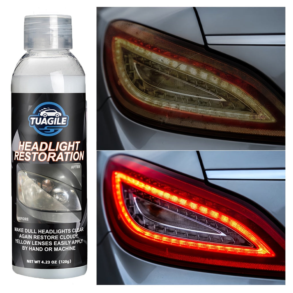 Headlight Restoration Kit UV Protective Coating Spray – Chemical Formula Removes Yellowing Oxidation & Haze, Restores Foggy Cloudy Headlights to Crystal Clear Brightness for All Cars