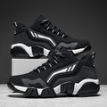 Men's Lace-Up Sneakers – Thick Cushioned Platform Walking Shoes, Non-Slip Rubber Sole, Low-Top Design, Black White Orange, All-Season Casual & Dress Footwear for Everyday, Office, Formal Events | Velora