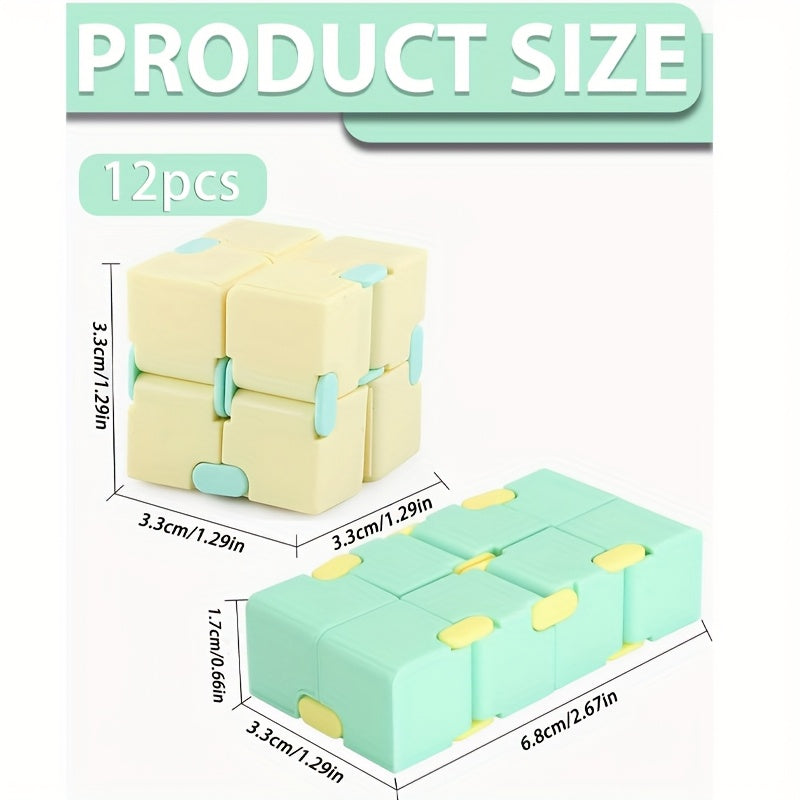 Infinite Flip Cube Puzzle Toy 6-24 Pack, Mini Brain Teaser Desktop Fidget Cube for Kids Adults, Relaxing Stress Relief Sensory Toy, Birthday Party Favor Halloween Christmas Thanksgiving Gift Random Colors