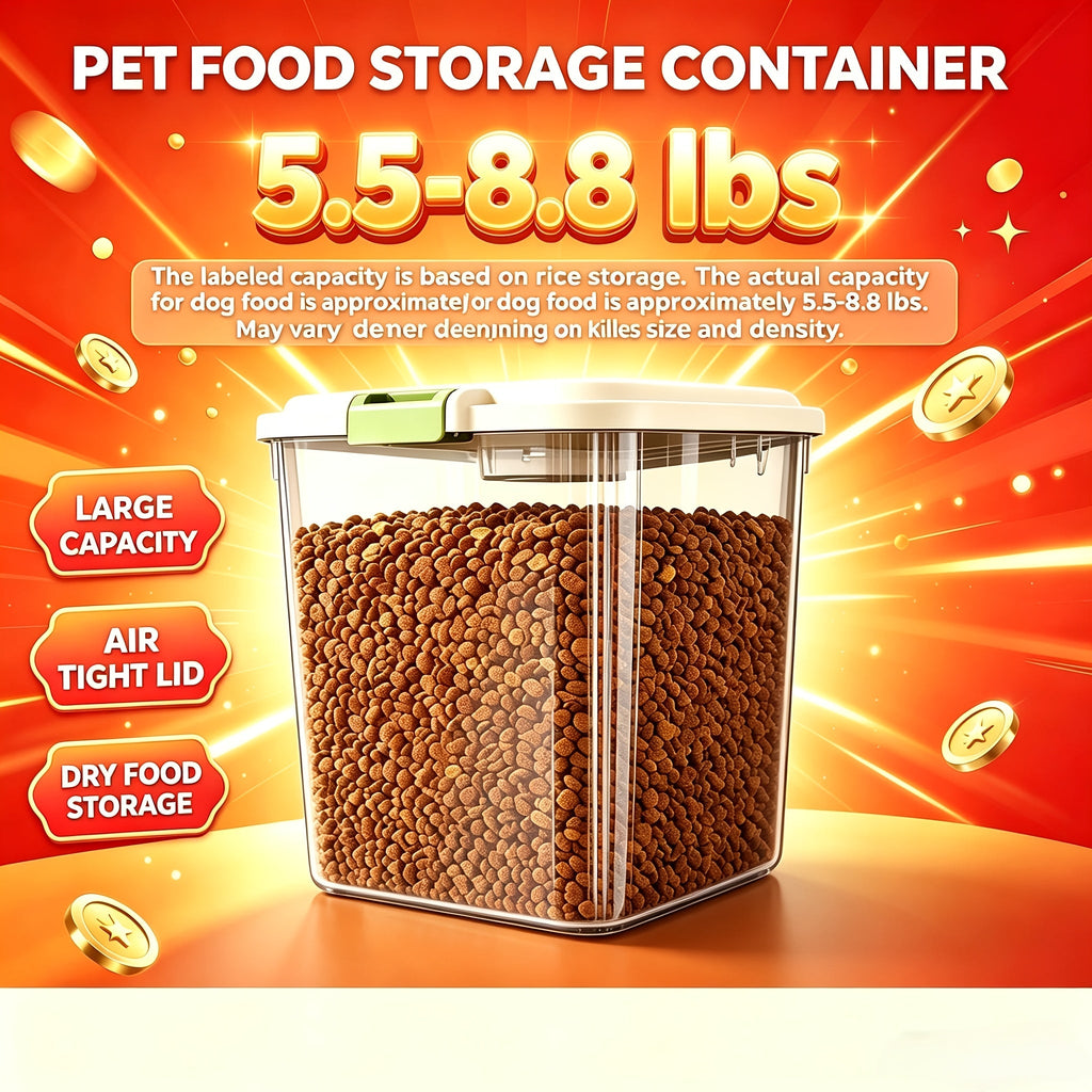 Rolling Pet Food Storage Container with Airtight Lid – Transparent Wheeled Food Bin for Dog Cat Food, Rice & Flour, 3 Capacity Options 5.5–33 lbs, Bonus Feeder Included