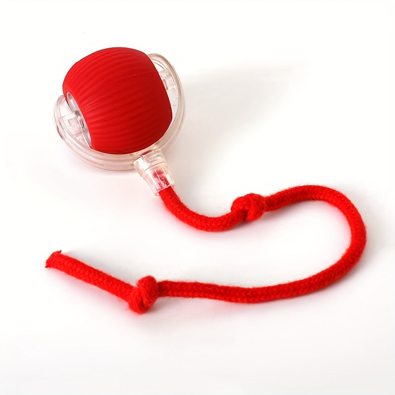 LED Rolling Cat Toy Ball with Tail Rope - Smart Self-Rolling Electric Interactive Ball for Cats & Puppies, Automatic Teasing Jumping Ball for Cat Exercise, Boredom Relief & Indoor Play