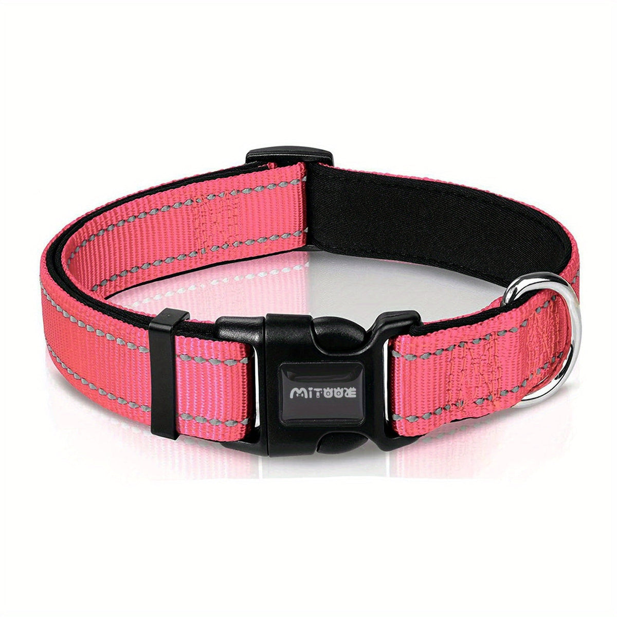 Reflective Dog Collar with Quick-Release Buckle – Soft Neoprene Padded Breathable 1" Striped Dog Collar for Small Medium Large Dogs, Durable Polyester, Sizes XS–XL, 8 Vibrant Colors
