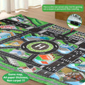 City Traffic Play Mat for Kids Ages 3+ - Large Interactive Road Map with Garage & City Scene, Educational Floor Mat for Toy Cars, Room Decor, Birthday Christmas Halloween Gift (Map Only)