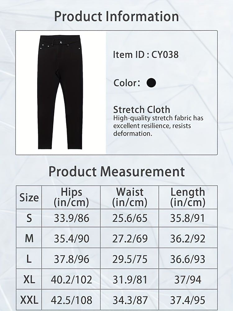 Women's High Waist Stretch Skinny Jeans Metal Button Detail Street Style Slim Fit Denim Pants 10 Colors S-XXL