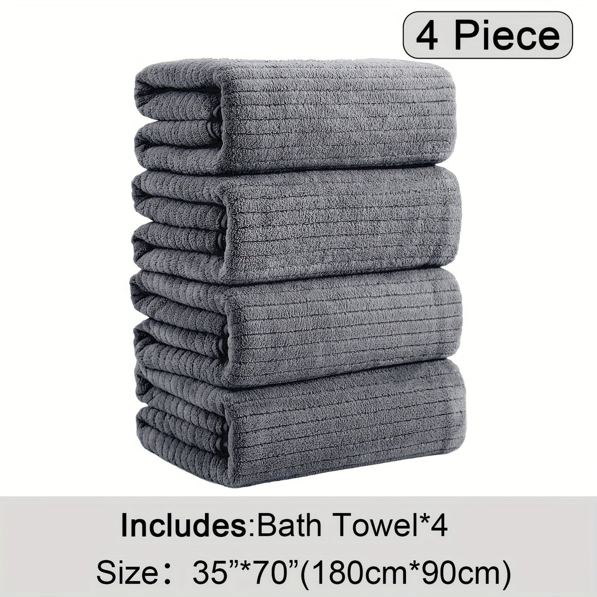 4-Pack Oversized Bath Towels Set 35"x70" – Extra Large XL Microfiber Bath Sheet, Super Soft Quick-Dry Absorbent Shower Towels for Family Hotel Spa, 13 Colors Beige White Grey Navy Blue Green Black