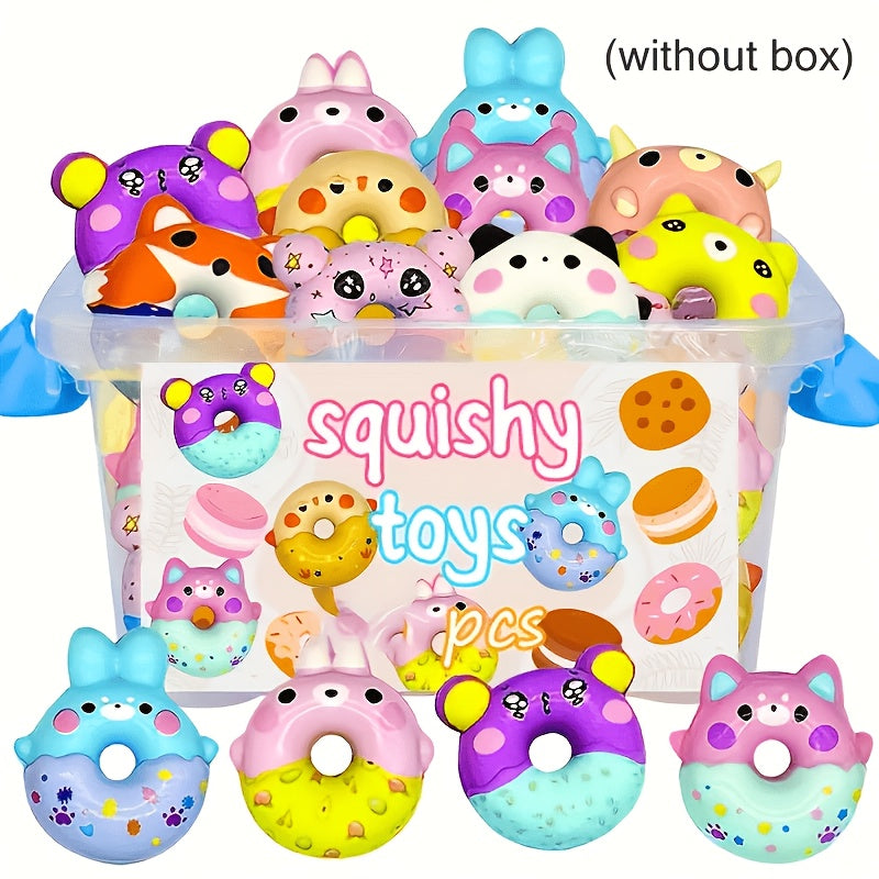 Mini Squishy Donut Squeeze Toys 12 or 24 Pack Slow Rising Party Favor Goodie Bag Fillers for Kids Classroom Birthday Halloween Christmas Holiday Gifts for Boys Girls Random Colors