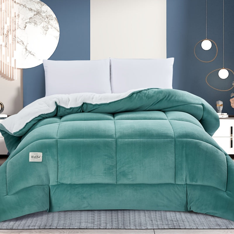 All Season Comforter – Thick Soft Quilted Box Stitch Solid Color, Ultra Breathable Machine Washable Duvet for Autumn Winter Spring, Twin Full Queen King Sizes