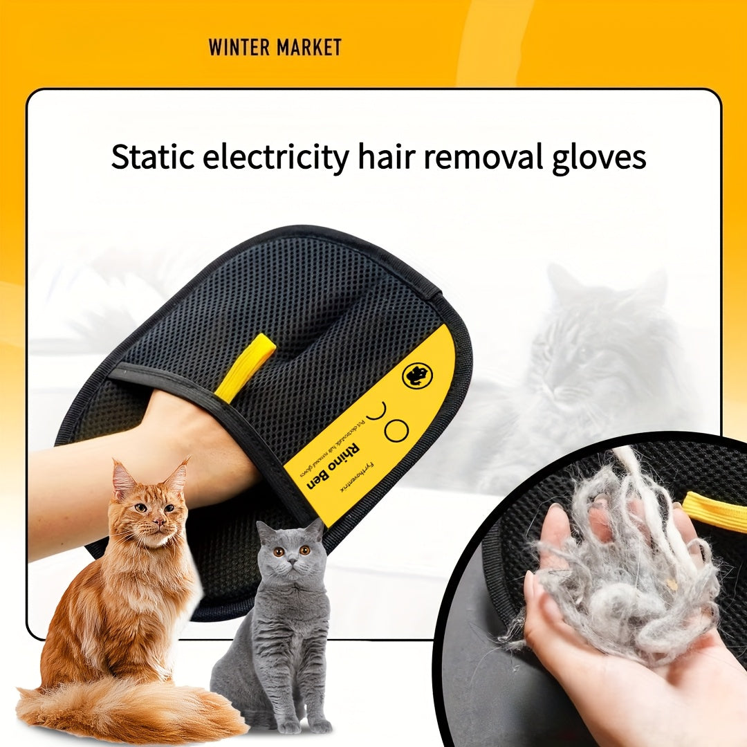 Pet Grooming Gloves Large Size Static Hair Removal - Upgraded Polypropylene Cat & Dog Fur Remover Gloves 9.84x7.08in, Highly Effective Dander & Fur Removal for Furniture, Bedding & Pet Coat
