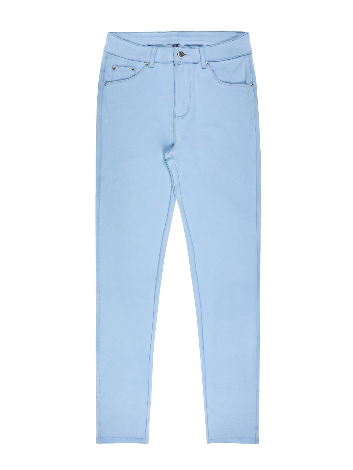 Women's High Waist Stretch Skinny Jeans Metal Button Detail Street Style Slim Fit Denim Pants 10 Colors S-XXL