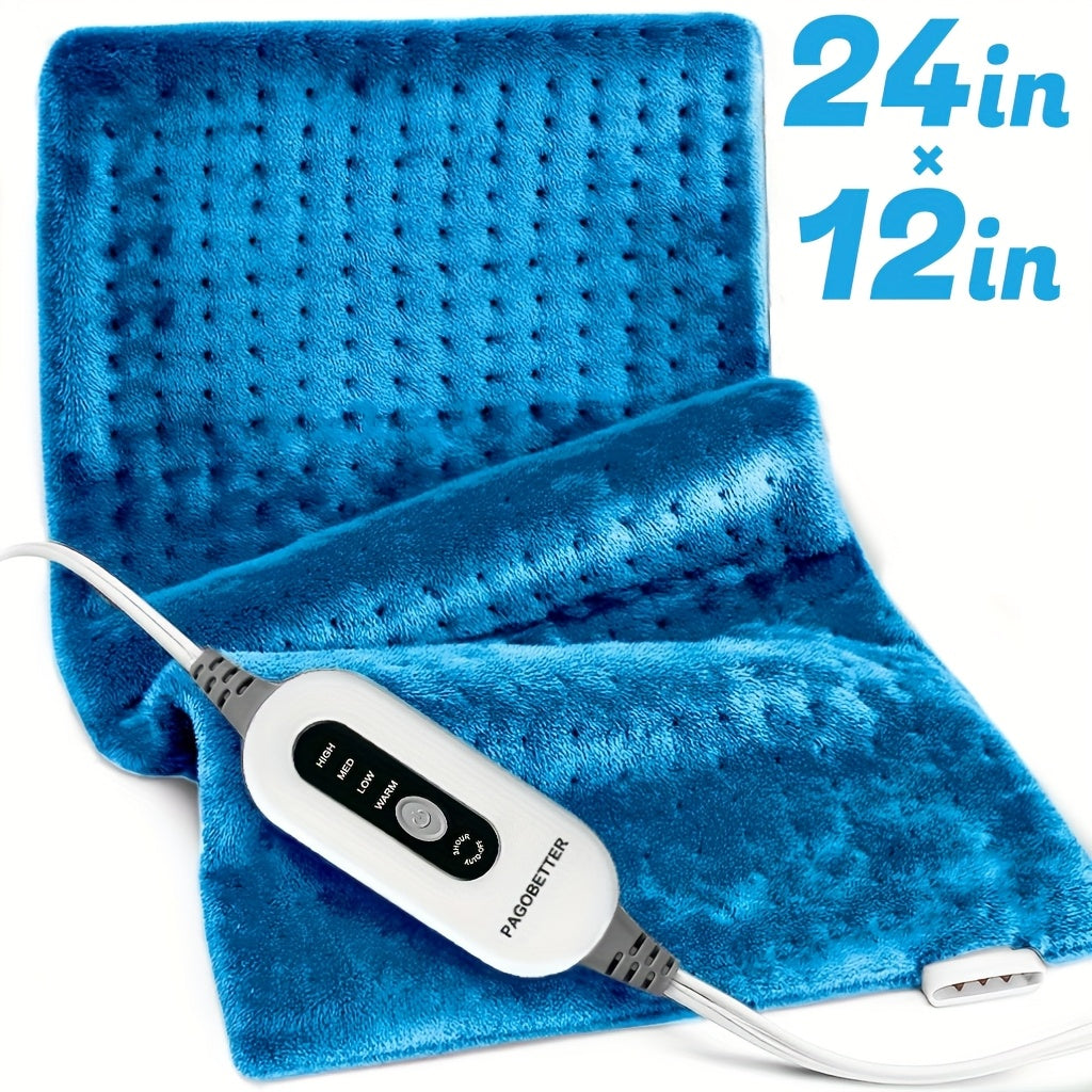 Electric Heating Pad for Back Pain Relief 12x24in – 130W Fast Heat to 150°F, 2X Thicker Plush Flannel, 4 Heat Settings, Auto Shut-Off, Machine Washable, Dry & Moist Heat Therapy for Neck Shoulders Abdomen Legs, Gift for Women Men Mom Dad