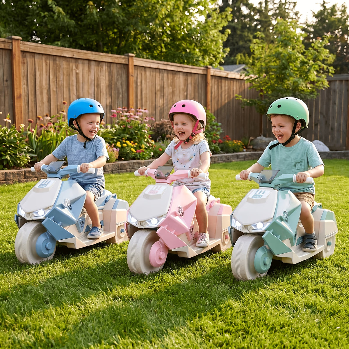 6V Battery Powered Kids Ride On Motorcycle Toy for Boys Girls Ages 3-6 with LED Lights Interstellar Music Realistic Engine Sounds All-Terrain Tires USB MP3 Support Pink Blue Green Birthday Gift