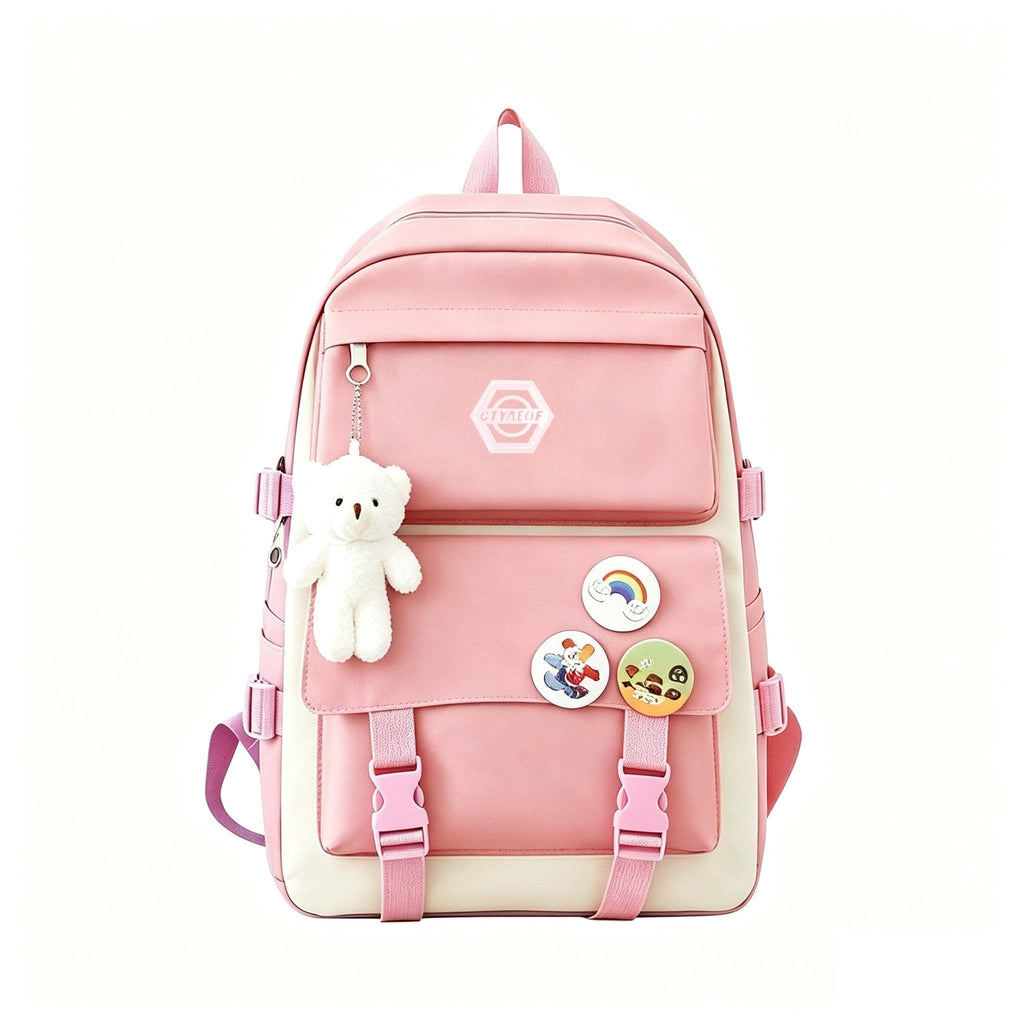 5-Piece Girls School Backpack Set Cute Lightweight Daypack with Tote Bag, Pencil Case & Coin Purse - Durable Student Backpack for School, Hiking & Casual Use