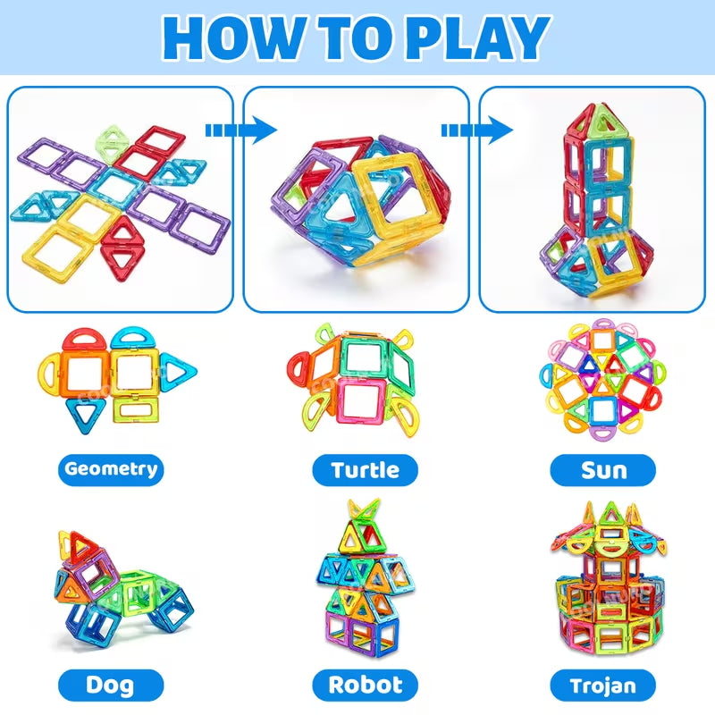 Magnetic Building Blocks 36 Piece Large STEM Construction Toy Set for Kids 3+ Boys Girls ABS Magnet Tiles Creative Learning Puzzle Hands-On Engineering Gift Random Color