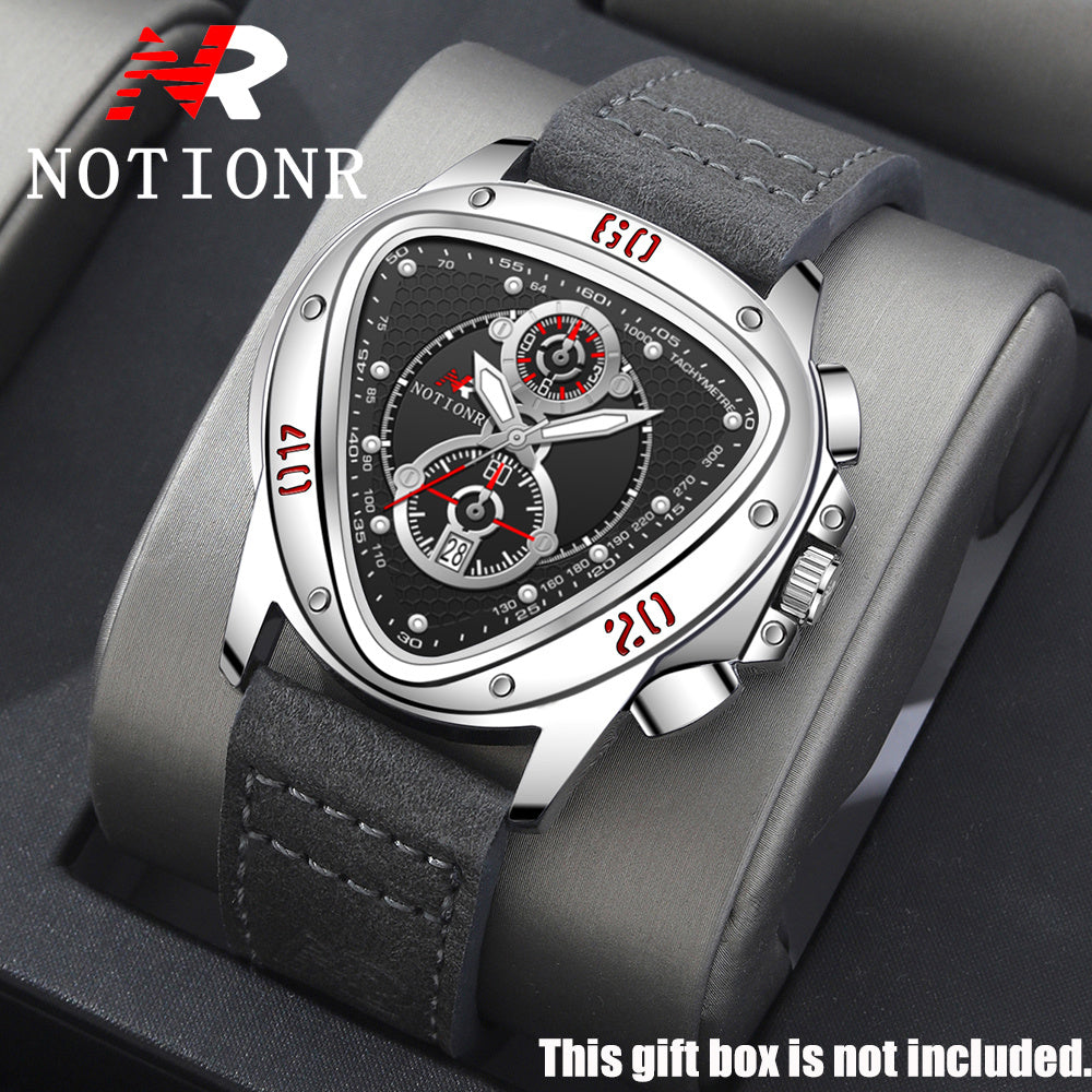 2pcs Men's Watch Set Sports Triangle Dial Silicone Strap and Retro Square Dial Quartz Watches with Date Display Dress Watch for Casual Valentine's Father's Day Gift