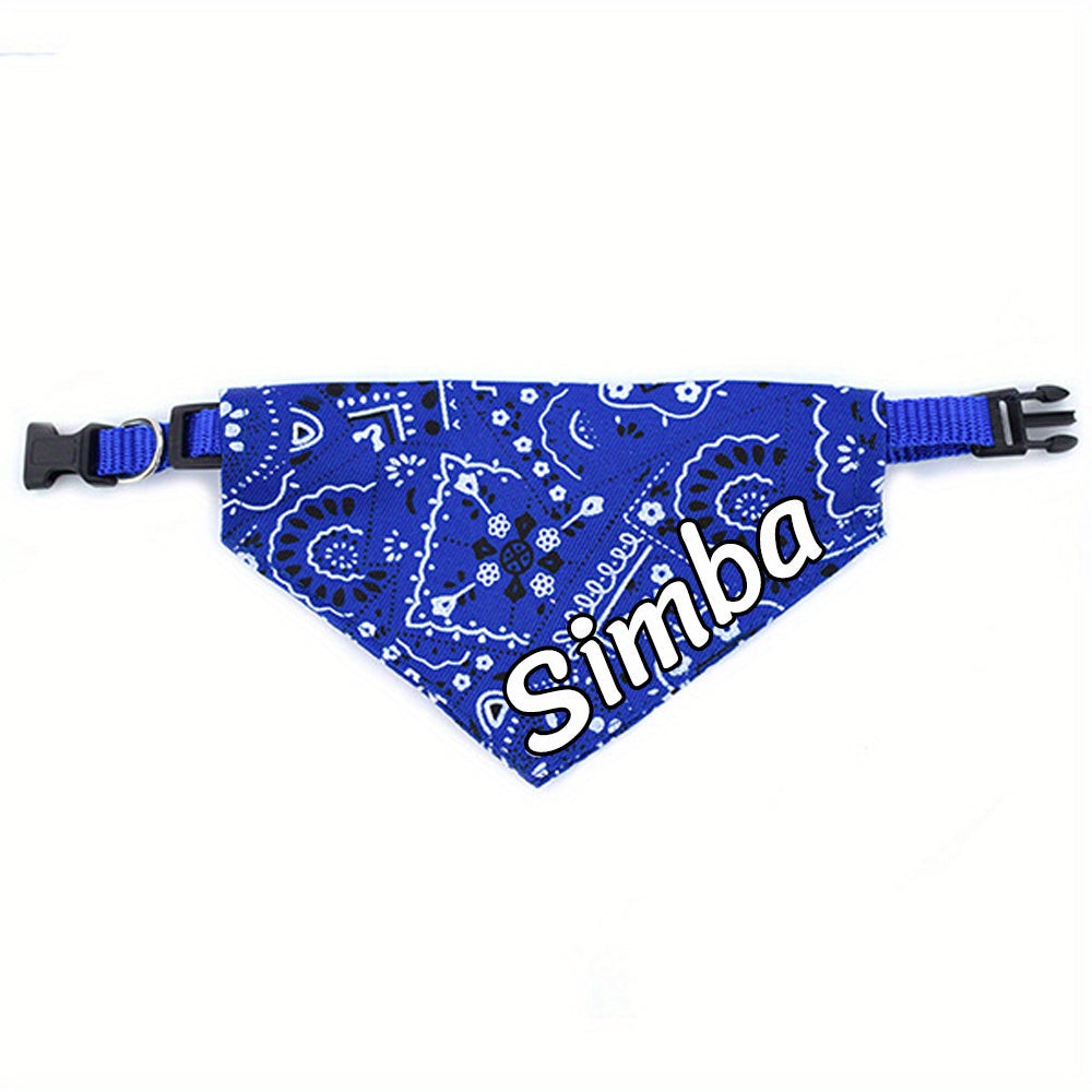 Personalized Dog Bandana Collar with Snap Closure - Adjustable Soft Polyester Pet Saliva Towel Necklace for Small Medium Large Dogs S M L 4 Colors Black Red Blue Pink Holiday Gift