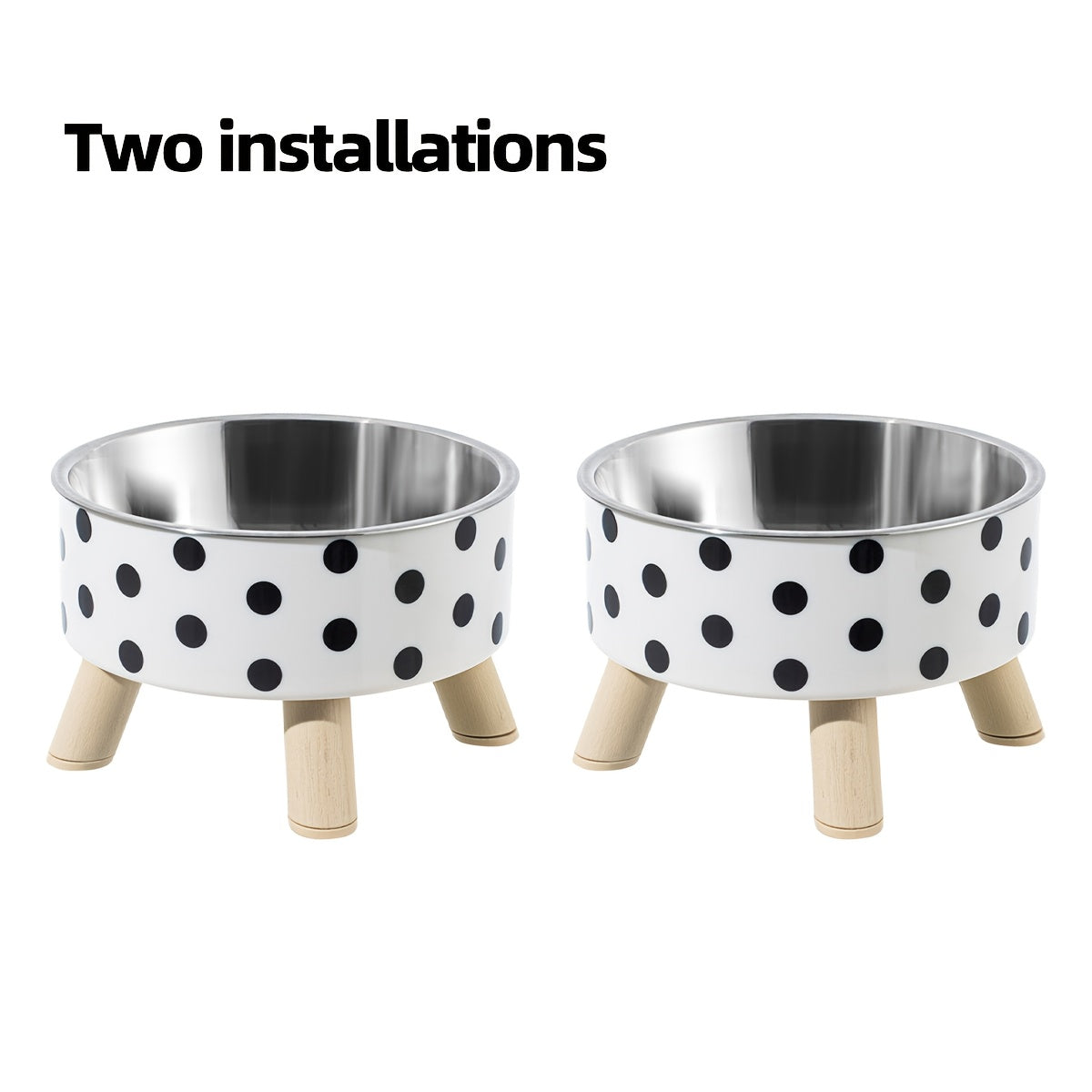 Elevated Cat Bowls Set of 2 - Vibrant Polka Dot Raised Pet Dishes with Neck Support for Cats, Collapsible Feeding Bowls for Dogs, Stylish Chic Pet Food & Water Bowls for Indoor Pets