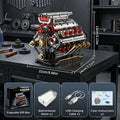 V8 Engine Building Block Kit 1176pcs - Operable Car Engine Model with Rechargeable Motor, STEM DIY Assembly Set, Desktop Display Collectible | Hobby Gift for Mechanics & Engineering Enthusiasts