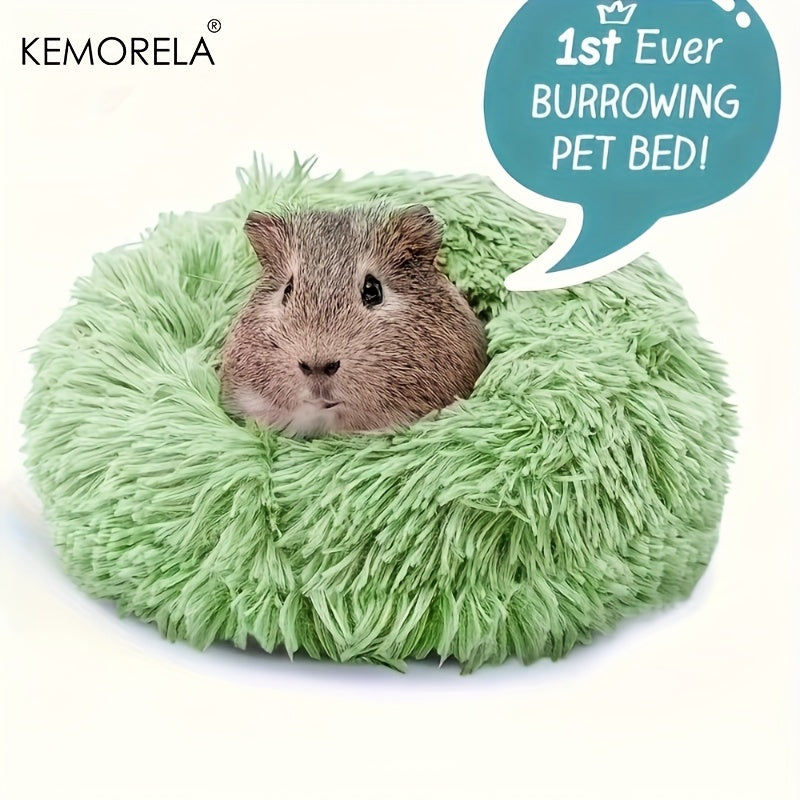 Ultra-Soft Plush Small Pet Nest – Cozy Warm Hamster Sleeping Bed with Non-Slip Bottom & Insulated Padding, Round Fluffy Hideout for Guinea Pigs, Hamsters & Small Animals, Light Blue