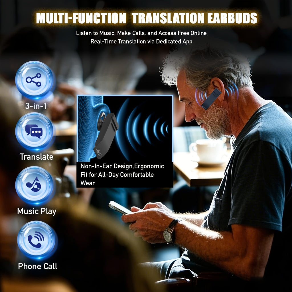PEIKO PK-10 AI Language Translator Earphone – Real-Time Voice Translation in 136 Languages Online & 11 Languages Offline, Single Earbud with Music & Call Support, Travel Translator Device