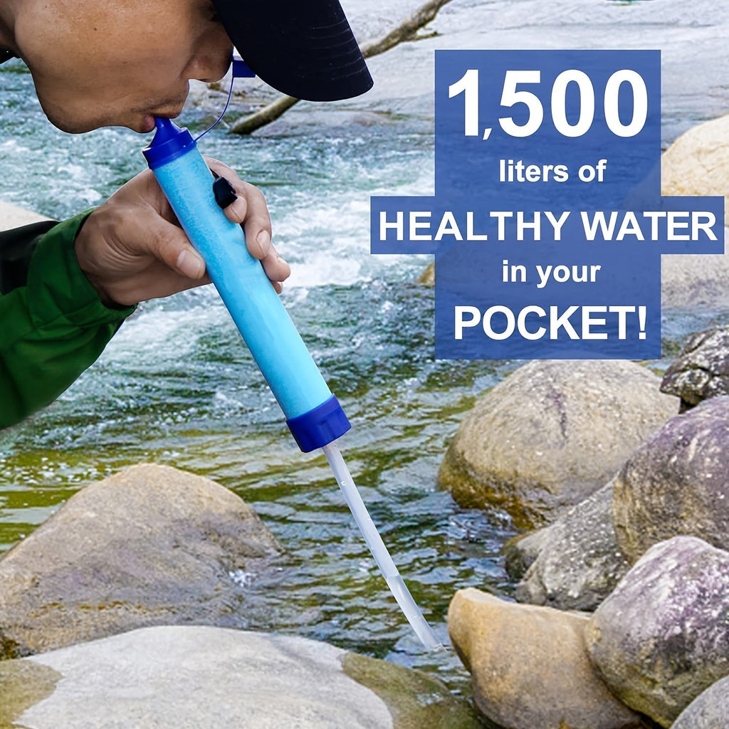 Portable Water Filter Purifier Straw Survival Kit – Durable ABS Filtration Straw with Lanyard & Extension Tube for Camping, Hiking, Backpacking, Travel, Wilderness & Emergency Preparedness – 1/2/4/6 Pack