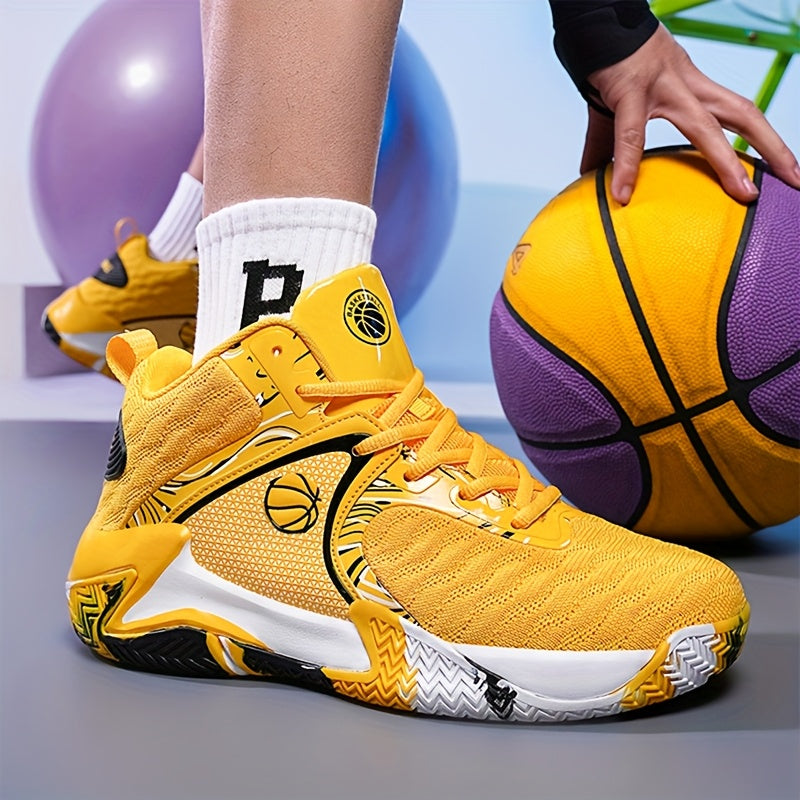 Men's High Top Basketball Shoes Anti-Slip Rubber Sole Breathable Lace-Up Sneakers for Men Durable Sports Running Shoes 3 Colors Sizes US 6.5-13.5 Cushioned Ankle Support