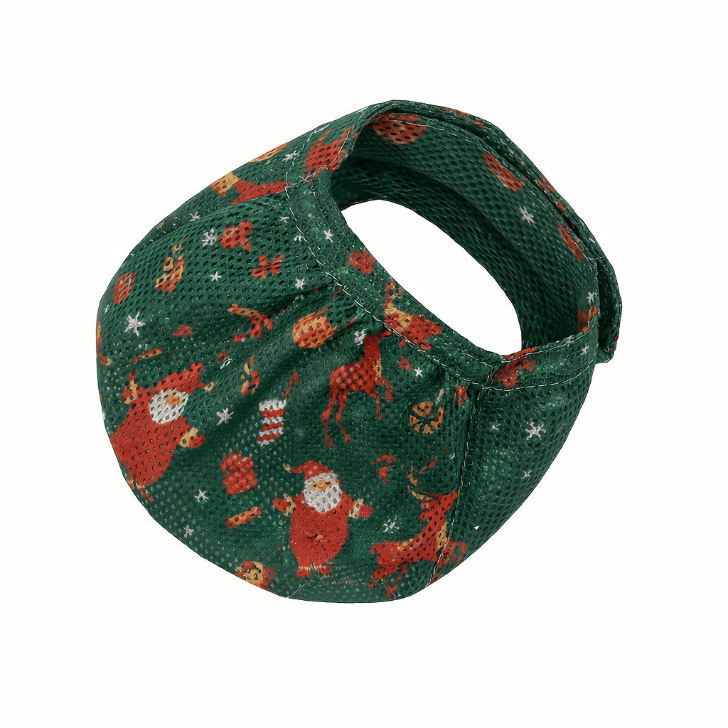 Cat Muzzle for Grooming - Adjustable Breathable Anti-Bite Cat Grooming Mask with Mesh Design, Comfortable Pet Care Hood for Nail Trimming, Bathing, Vet Visits & Cleaning, Christmas Holiday Print Gift