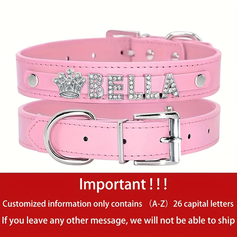 Personalized PU Leather Dog Collar with Pendant Tag - Custom ID Collar for Small Medium Large Dogs Cats XS S M L 8 Colors Stylish Pet Accessory Gift White Black Pink Blue Purple