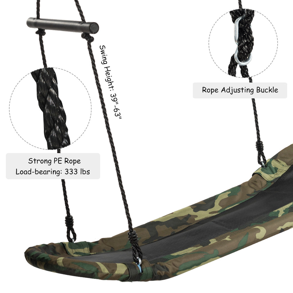 Outdoor Surfing Tree Swing Platform Swing with Soft Foam Handles Adjustable Height 39-63 Inch Saucer Swing Metal Frame 333 lbs Capacity for Kids Backyard Garden