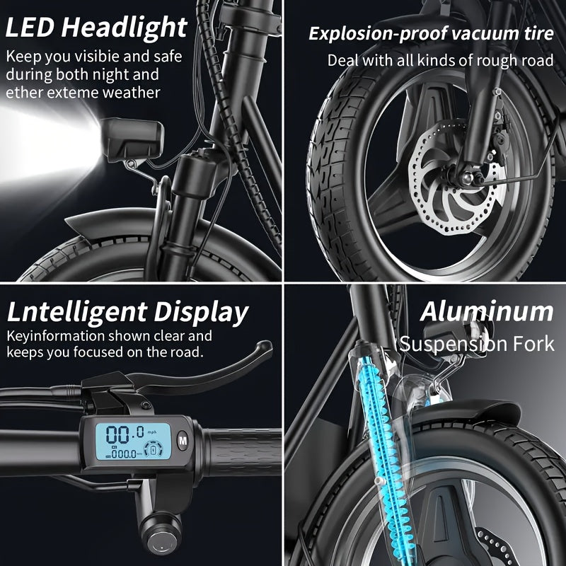 Electric Scooter with Seat – 30-Mile Range, 20 MPH, 14-Inch Pneumatic Tires, Dual Suspension, Height-Adjustable Seat & Handlebar, Front Basket & Double Brakes – Heavy-Duty Urban Commuter Scooter for Adults