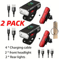 USB Rechargeable LED Bike Light Set with Whistle – 1500 Lumen 6+4 Modes Front & Rear Bicycle Lights, Power Display, Portable Safe Night Cycling Headlight & Taillight