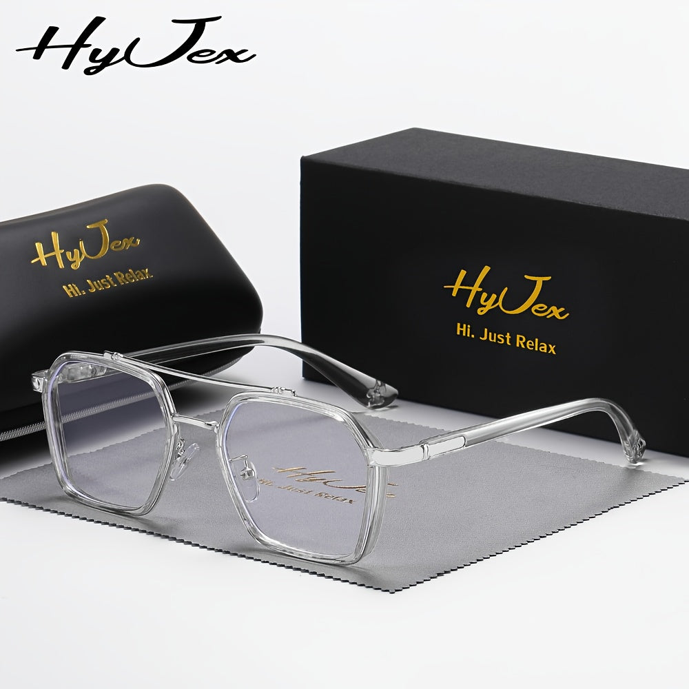 Blue Light Blocking Glasses with Double Beam Metal Frame – Trendy Anti Eye Strain Clear Lens Eyeglasses for Men & Women, Non-Prescription Computer & Screen Glasses