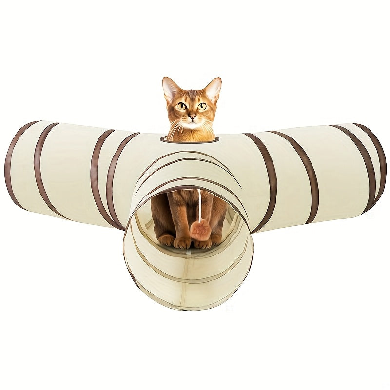 Foldable Cat Tunnel Toy – Collapsible Storable Interactive Pet Tunnel for Indoor Cats, Crinkle Play Tube for Kittens & Adult Cats, Year-Round Use, Easy Storage