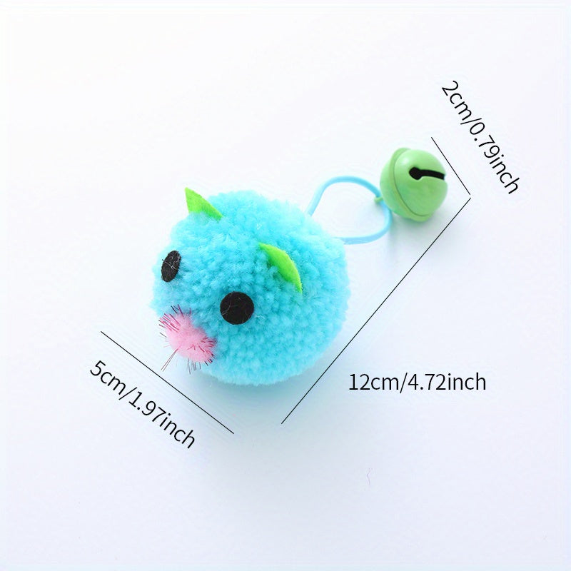 Plush Mouse Cat Toys with Bell - Cute Macaron Color Mini Mouse Catnip-Style Interactive Cat Toy with Squeaky Bell Sound for Indoor Cats and Kittens, Soft Non-Toxic Lightweight Cat Gift, 4 Colors & 4-Pack