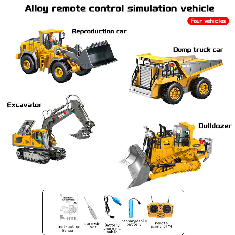 2.4G RC Engineering Vehicle Set - Remote Control Excavator Dump Truck Bulldozer Construction Toys, 13-Channel High-Tech Alloy Plastic Build Kit, 3-in-1 or 2-in-1 Options | Best Gift for Boys Kids Adults