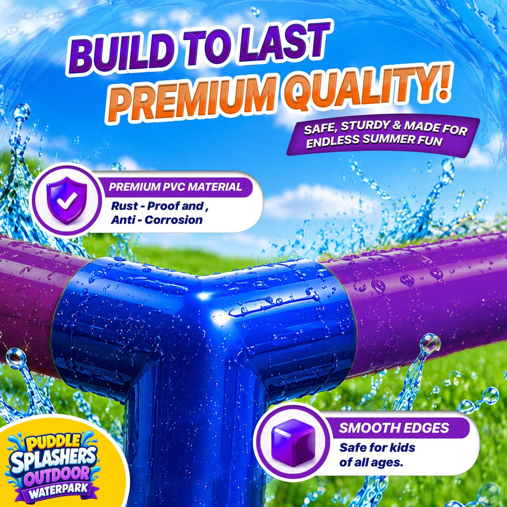 Backyard Waterpark Sprinkler Set for Kids & Family, 68"x37"x76" Outdoor Water Play Structure with 4 Dump Buckets & 2 Spinning Splash Wheels - Garden Hose Splash Pad, Summer Water Toy for Backyard Party