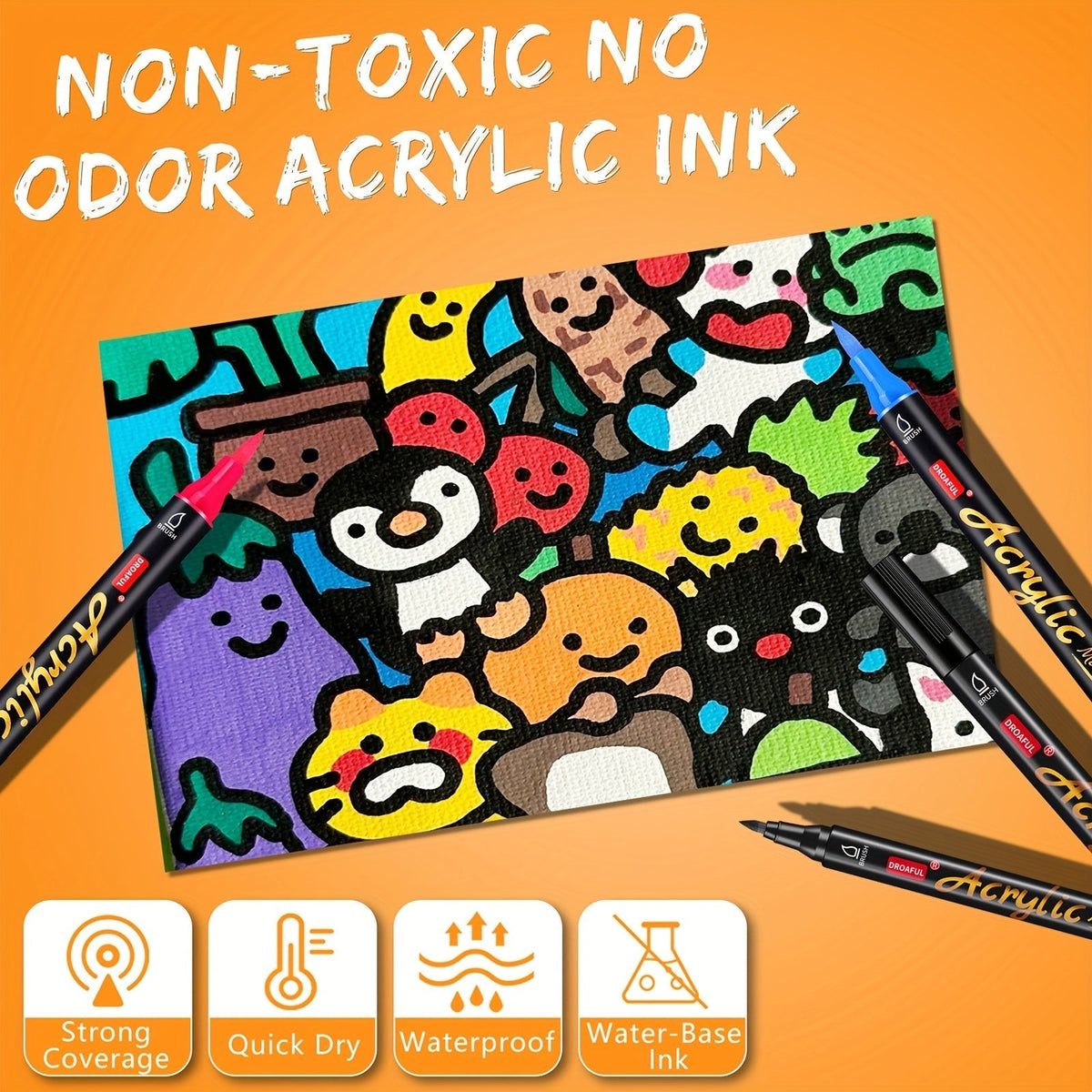 Acrylic Paint Markers 36 & 72 Colors Dual Tip Brush Pens for Rock Painting, Fabric, Metal, Glass, Wood, Canvas, Ceramic & Plastic – Non-Toxic Waterproof Water-Based Paint Pens for Adults Kids DIY Art Crafts