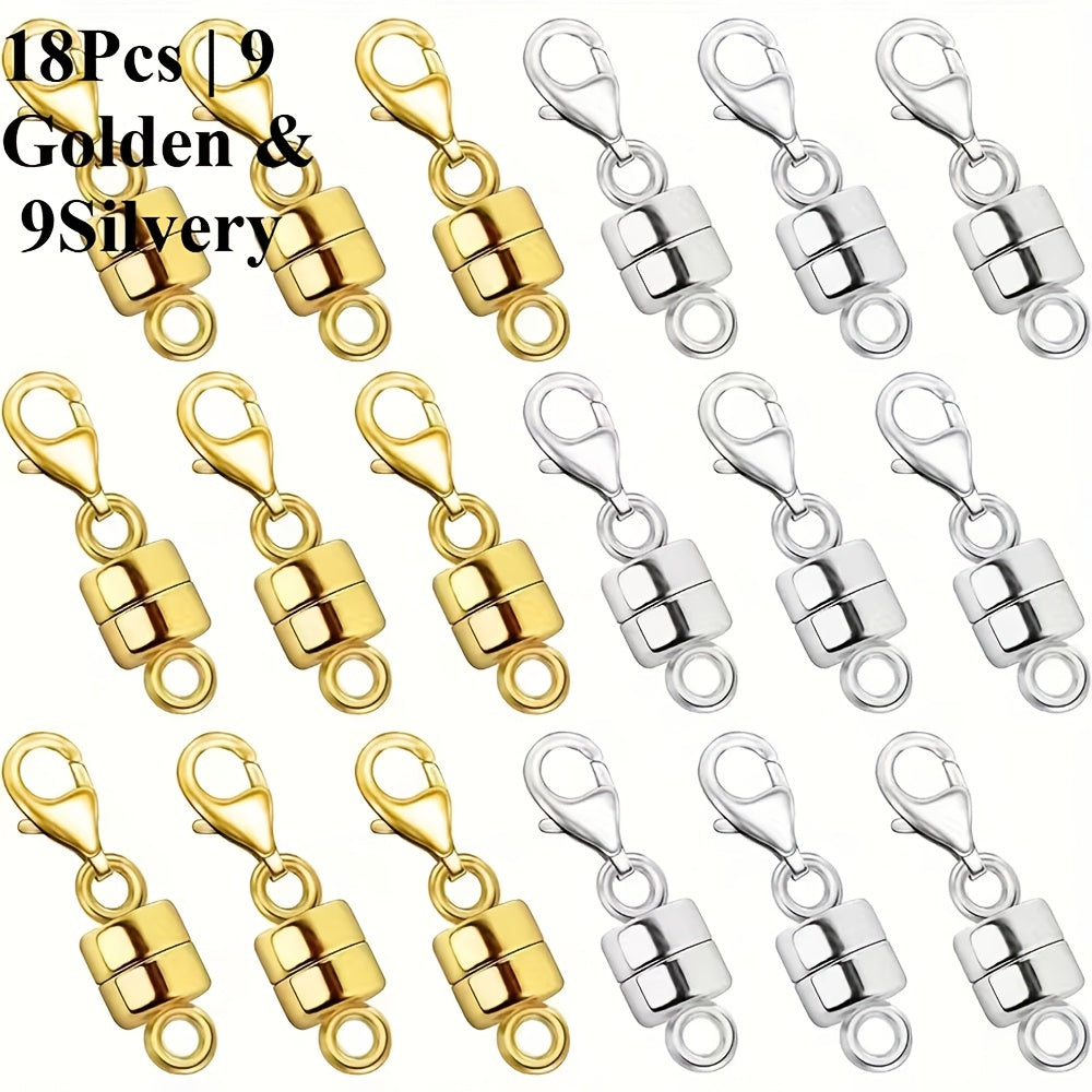 Magnetic Necklace Clasps and Closures with Lobster Clasp Converters – Gold and Silver Jewelry Findings for Bracelets Necklaces and Chains – Available in 2 6 7 8 9 16 and 18 Piece Sets