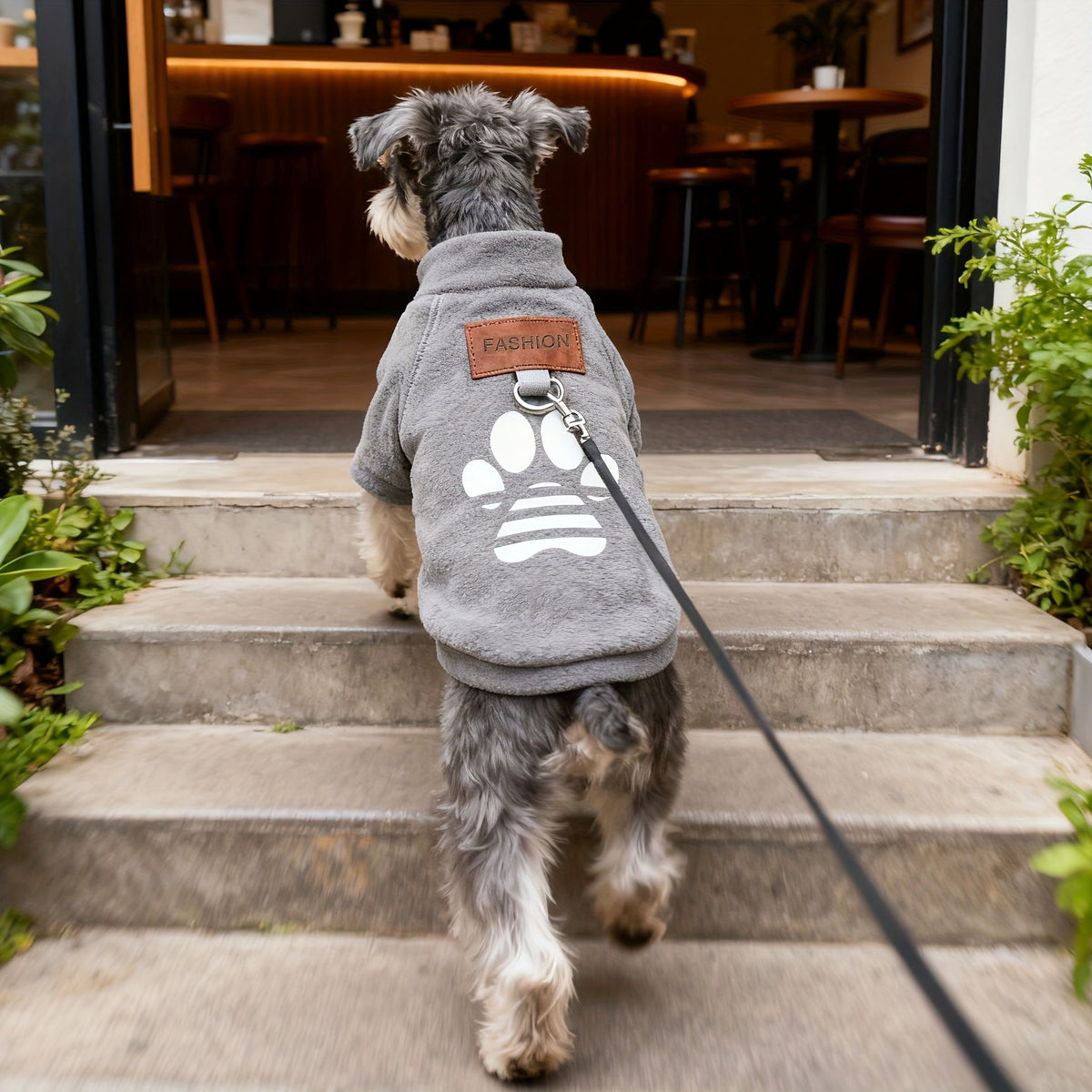 Dog Sweater for Small Medium Dogs & Cats - Soft Warm Paw Print Pullover Sweatshirt with Safety Leash Loop, Cozy Winter Puppy Coat Pet Clothes for Boy Girl Dogs, Cold Weather Pajama Jacket