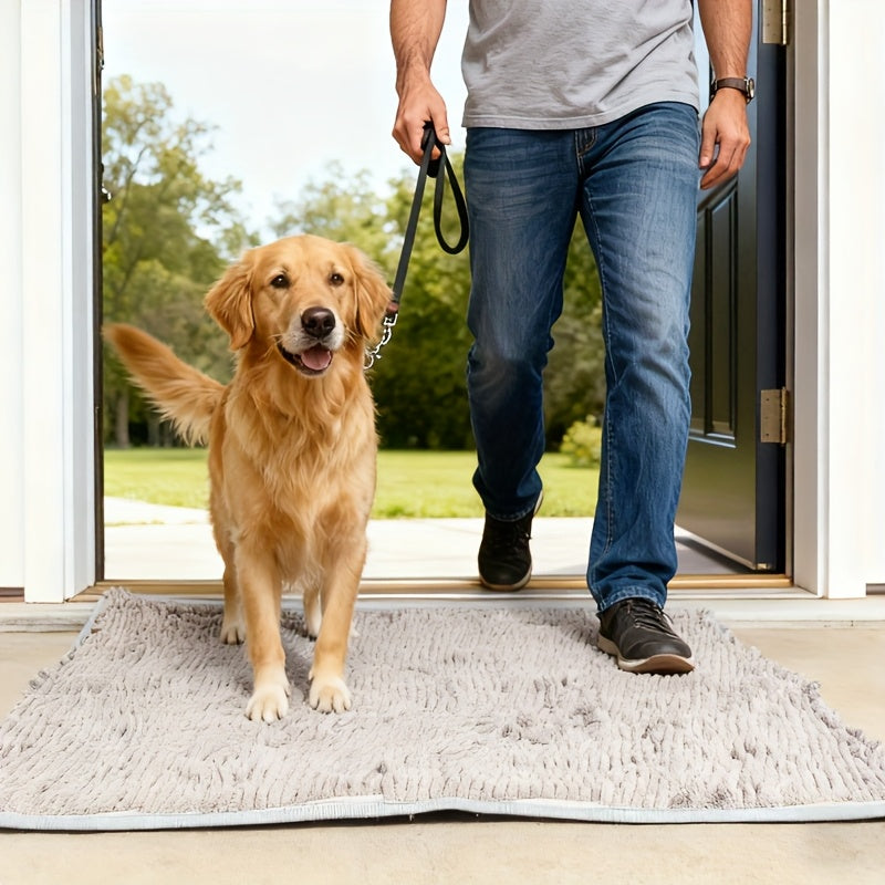 Mud Paw Dog Mat for Entryway - Ultra-Absorbent Quick-Dry Non-Slip Washable Dog Door Mat, Microfiber Pet Mud Mat Absorbs Moisture and Dirt for Indoor Entrance Hallway and Mudroom, Grey XL 23.62x35.43 inch