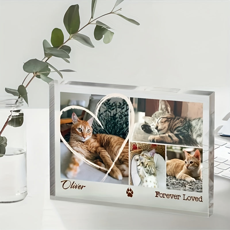 Forever Loved Custom Pet Photo Acrylic Plaque - Personalized Dog & Cat Memorial Gift, Pet Loss Sympathy Keepsake with Photo Print, Thoughtful Bereavement Gift for Pet Owners