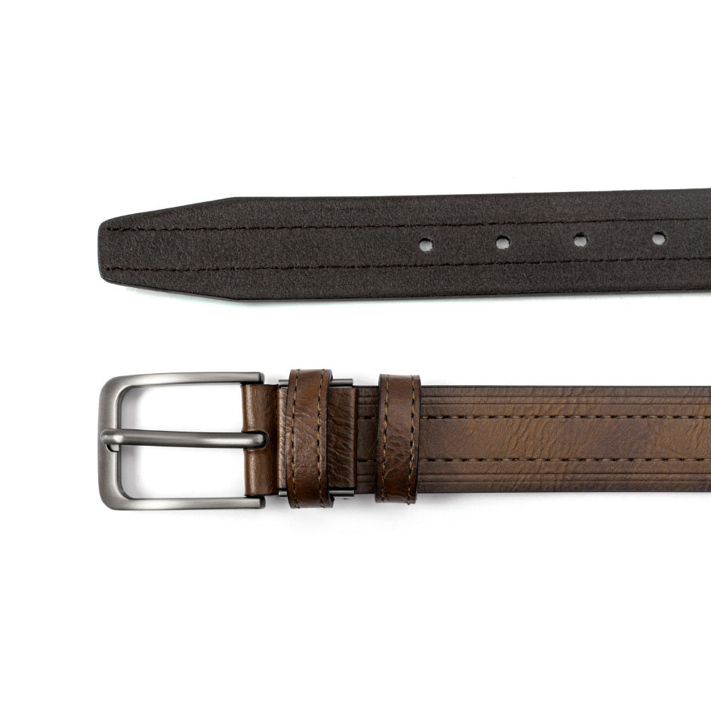 2-Pack Men's Genuine Cowhide Leather Belt with Gift Box – Adjustable Pin Buckle Classic Vintage Jeans Belt for Men, Sizes 30"-52"